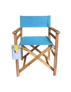 C SEDIA REGISTA LEGNO PIEGHEVOLE CINEMA BLU PETROLIO