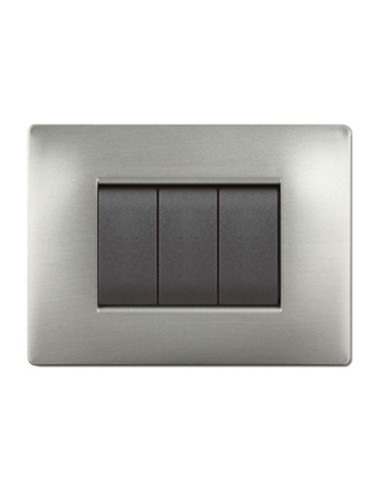 PLACCA LIFE Q LIVING PLAST ACCIAIO SATINATO 3P