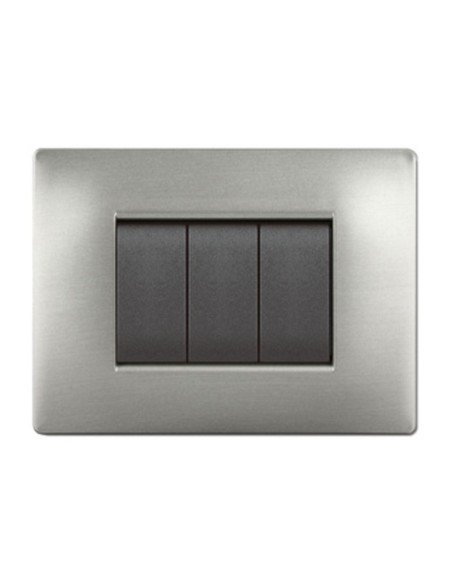 PLACCA LIFE Q LIVING PLAST ACCIAIO SATINATO 3P