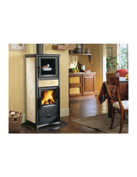 STUFA LEGNA C/FORNO  9.1 KW ROSSELLA PLUS  EVO PANNA