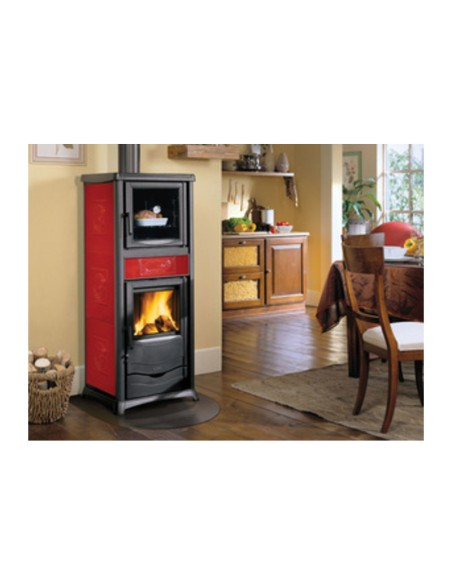 STUFA LEGNA C/FORNO  9.1 KW ROSSELLA PLUS EVO BORDEAUX