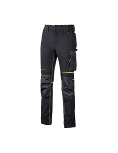 U-POWER PANTALONE ATOM SLIM FIT NERO-GIALLO TG.M