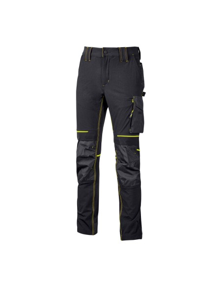 U-POWER PANTALONE ATOM SLIM FIT NERO-GIALLO TG.M