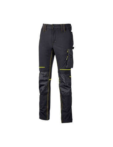 U-POWER PANTALONE ATOM SLIM FIT NERO-GIALLO TG.XL