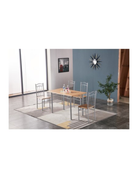 SET TAVOLO C/4 SEDIE 120X70 CM LEGNO CHIARO