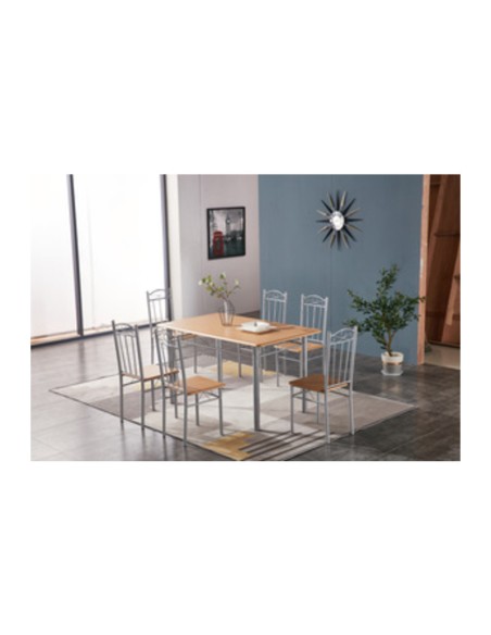 SET TAVOLO C/6 SEDIE 140X80 CM LEGNO CHIARO
